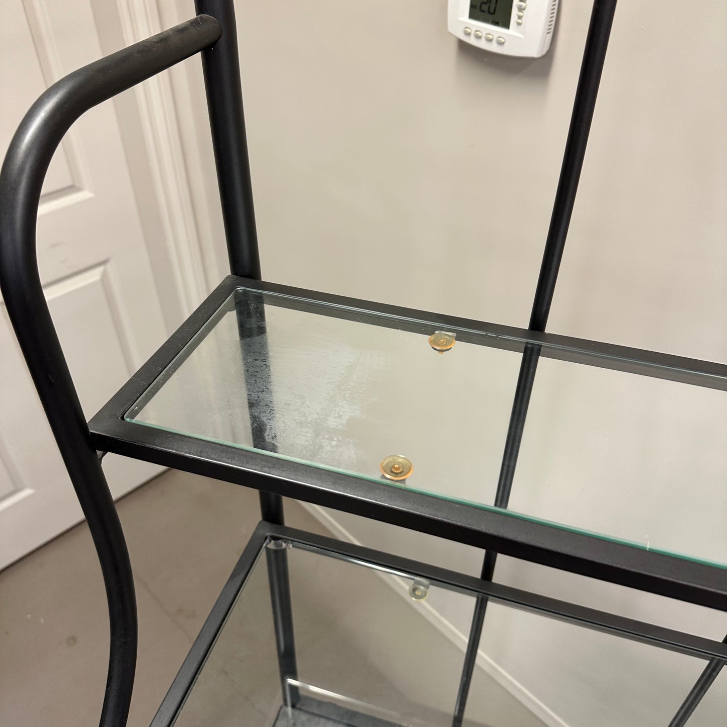 Metal Baker’s Rack with Tile Top & Glass Shelf Wine Storage