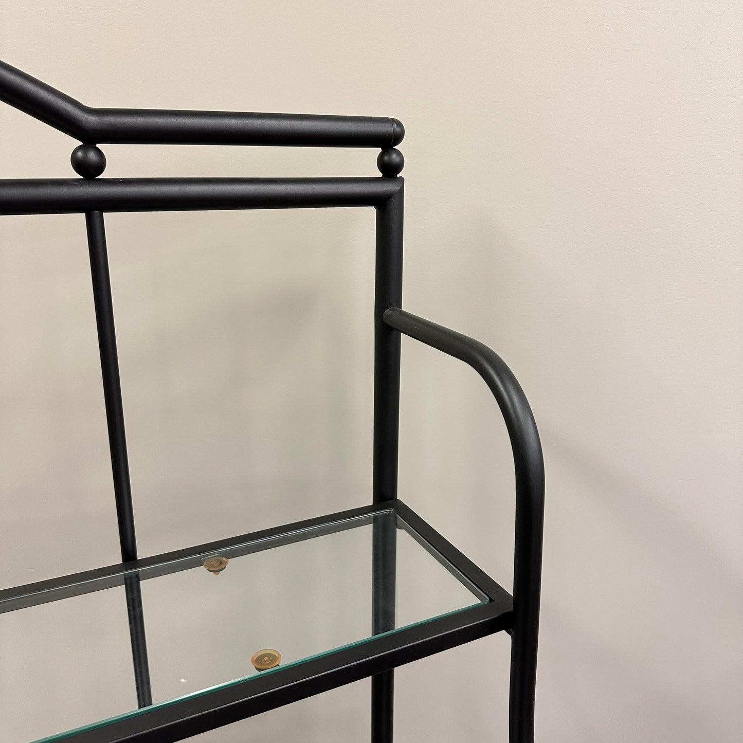 Metal Baker’s Rack with Tile Top & Glass Shelf Wine Storage