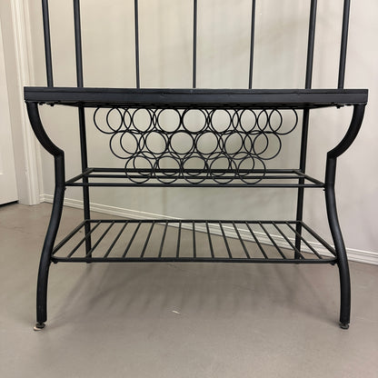 Metal Baker’s Rack with Tile Top & Glass Shelf Wine Storage