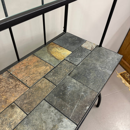 Metal Baker’s Rack with Tile Top & Glass Shelf Wine Storage