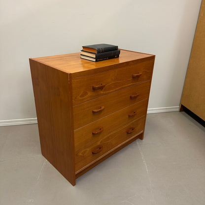 Small Mid-Century Teak 4 Drawers Dresser