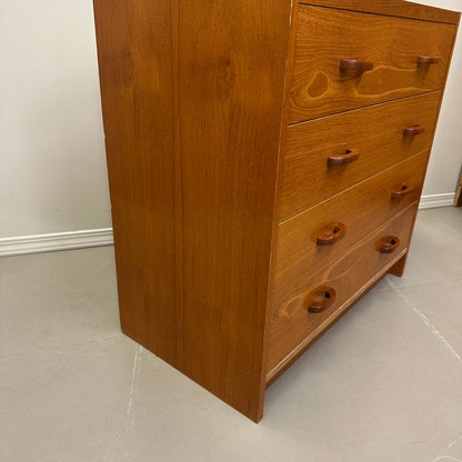 Small Mid-Century Teak 4 Drawers Dresser