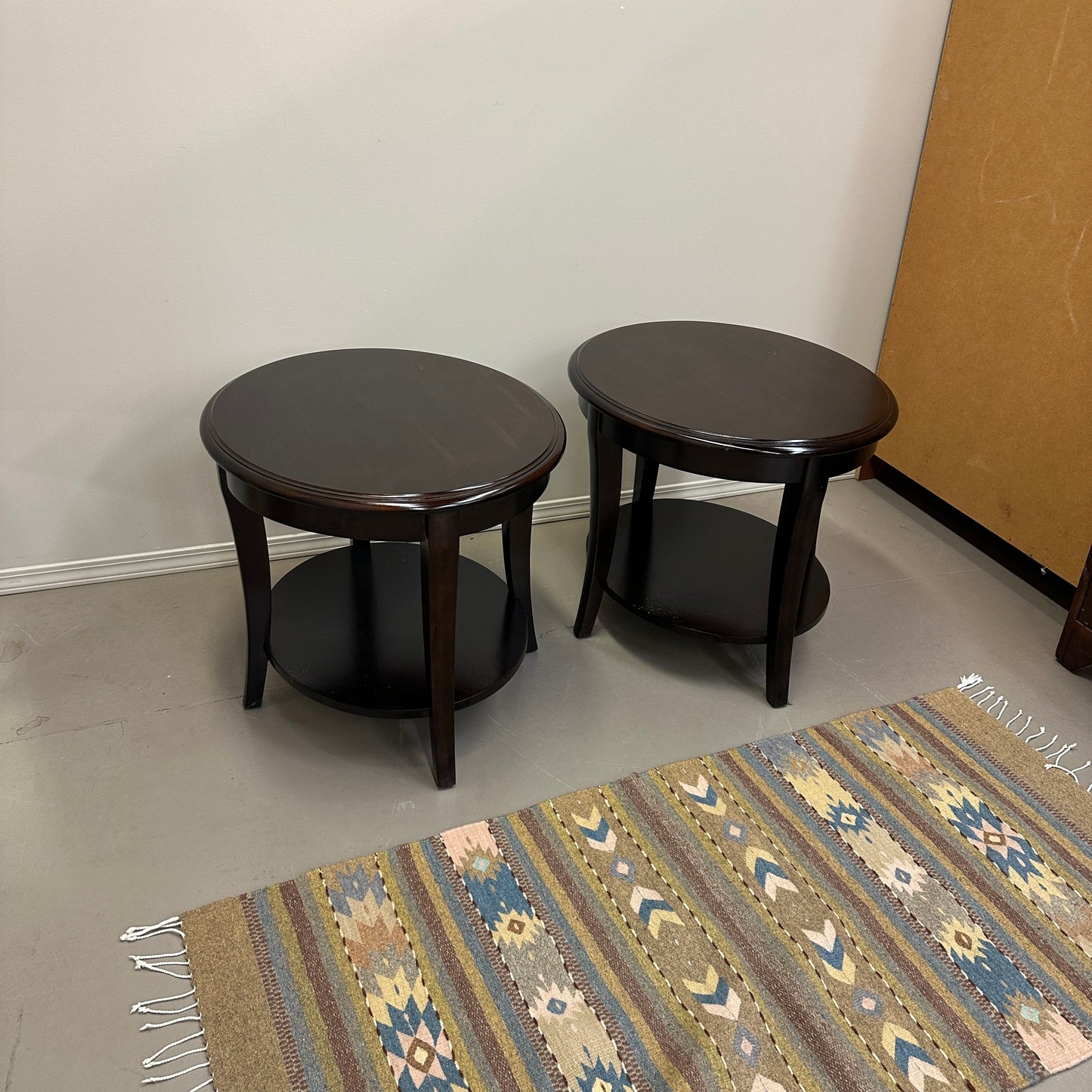Modern Dark Oval Side Tables Set
