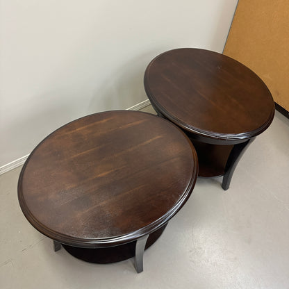 Modern Dark Oval Side Tables Set