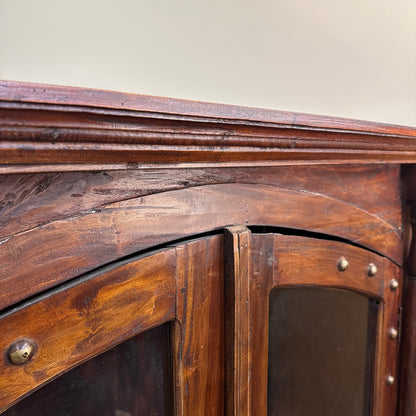 Vintage Indian Teak Display Cabinet with Brass Studs