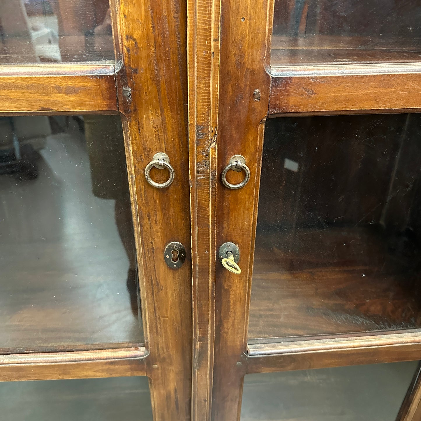 Vintage Indian Teak Display Cabinet with Brass Studs