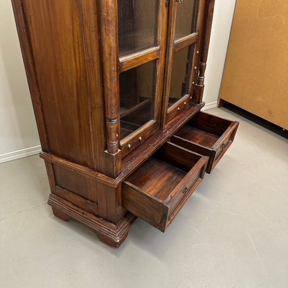 Vintage Indian Teak Display Cabinet with Brass Studs