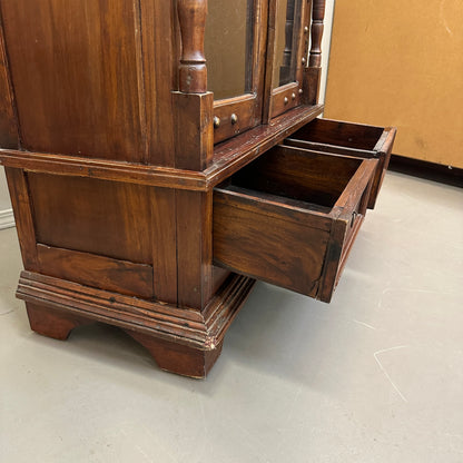 Vintage Indian Teak Display Cabinet with Brass Studs