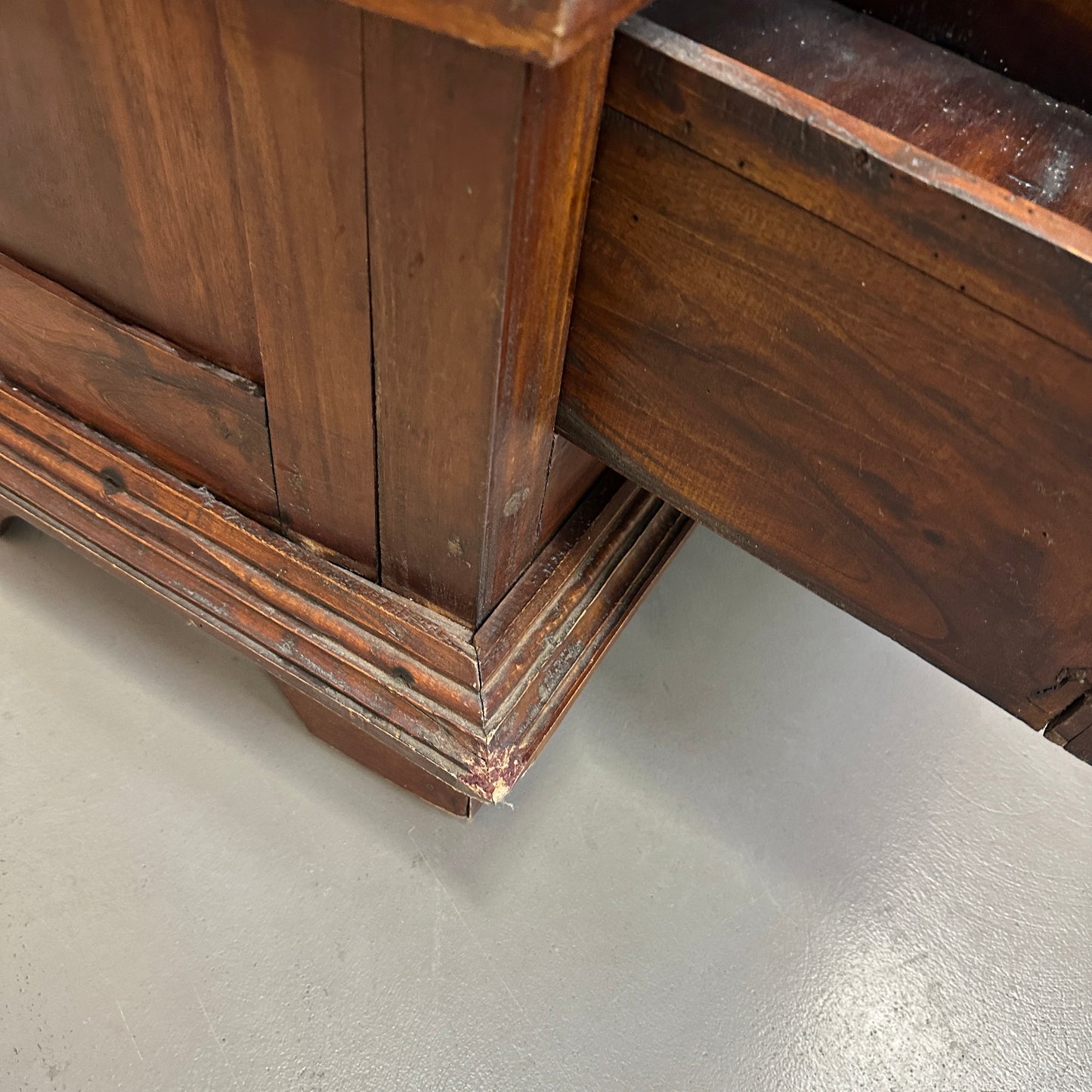 Vintage Indian Teak Display Cabinet with Brass Studs