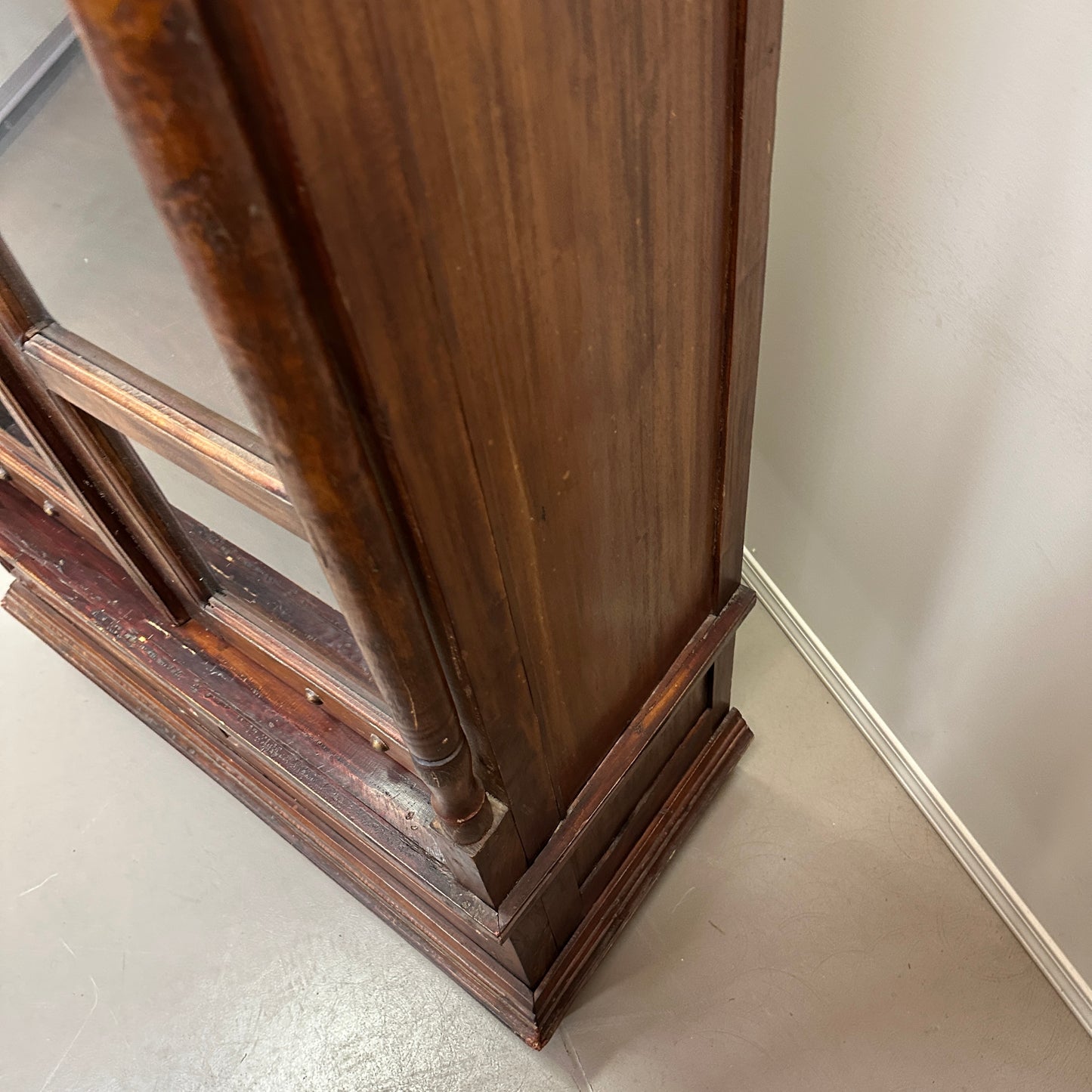 Vintage Indian Teak Display Cabinet with Brass Studs
