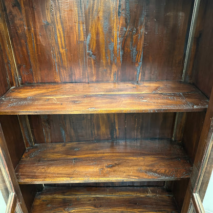 Vintage Indian Teak Display Cabinet with Brass Studs