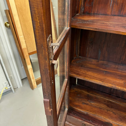 Vintage Indian Teak Display Cabinet with Brass Studs