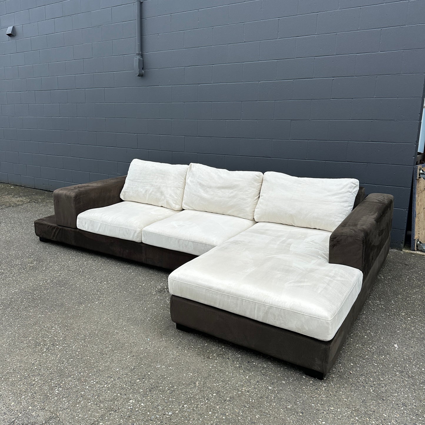 Alcantara Design Sectional with Back Shelf