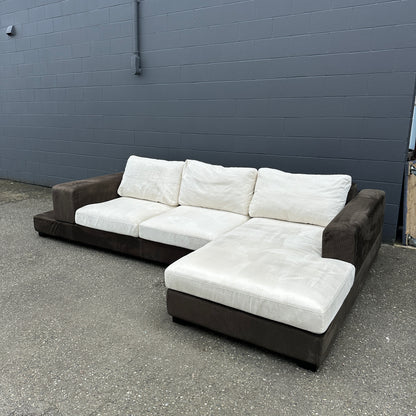 Alcantara Design Sectional with Back Shelf
