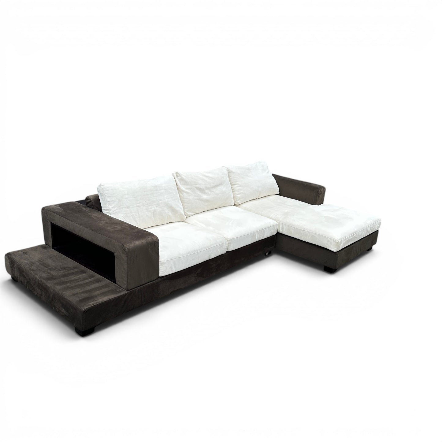 Alcantara Design Sectional with Back Shelf