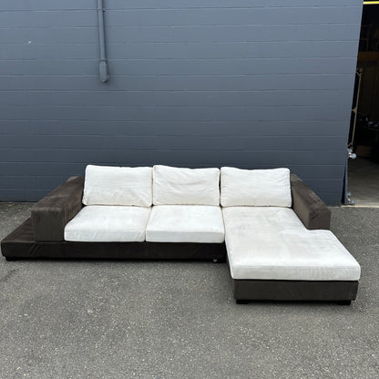 Alcantara Design Sectional with Back Shelf