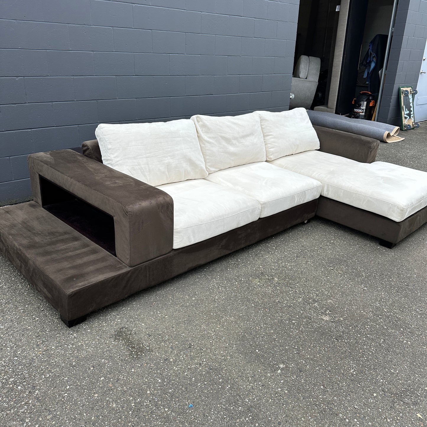 Alcantara Design Sectional with Back Shelf