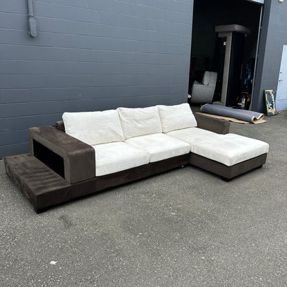 Alcantara Design Sectional with Back Shelf
