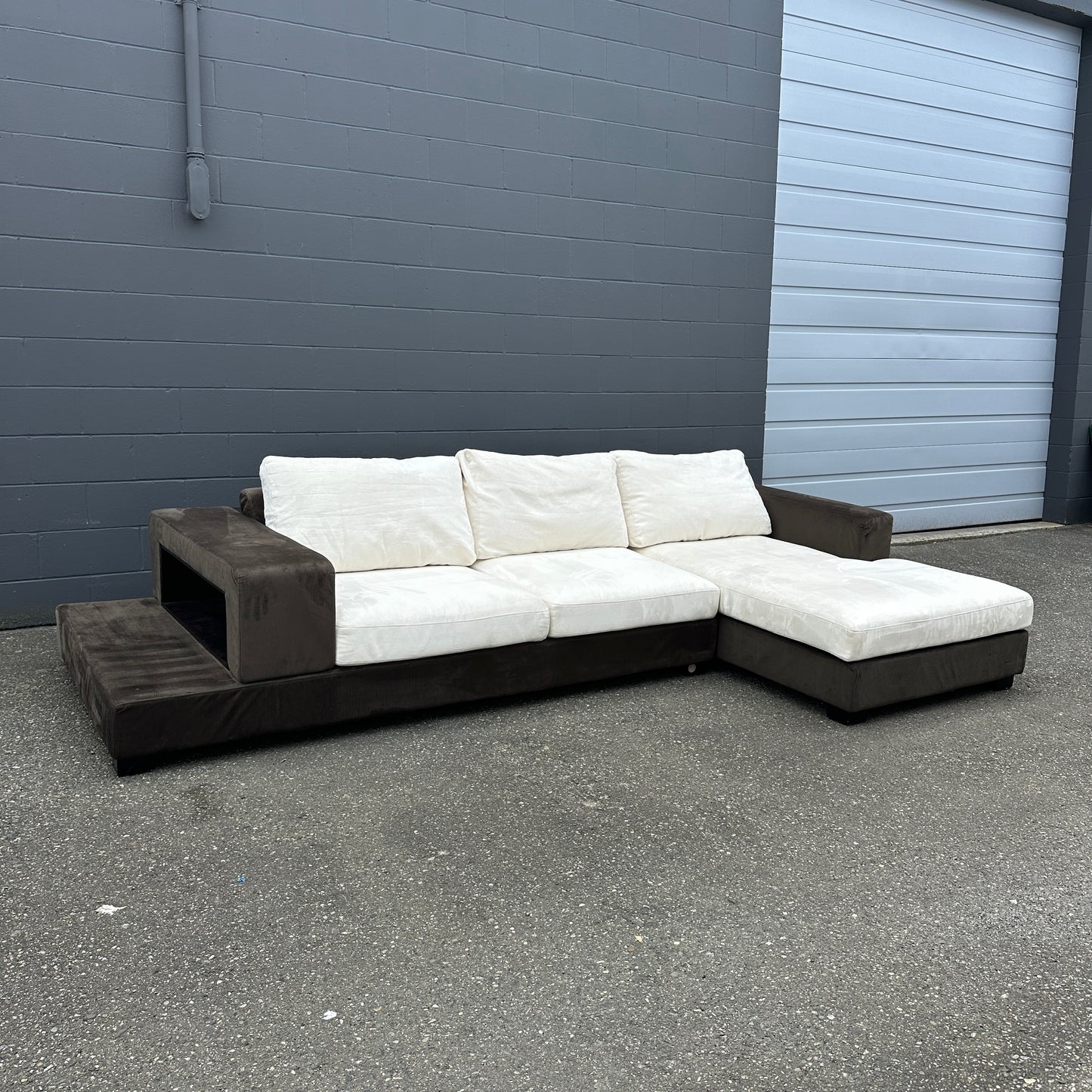 Alcantara Design Sectional with Back Shelf