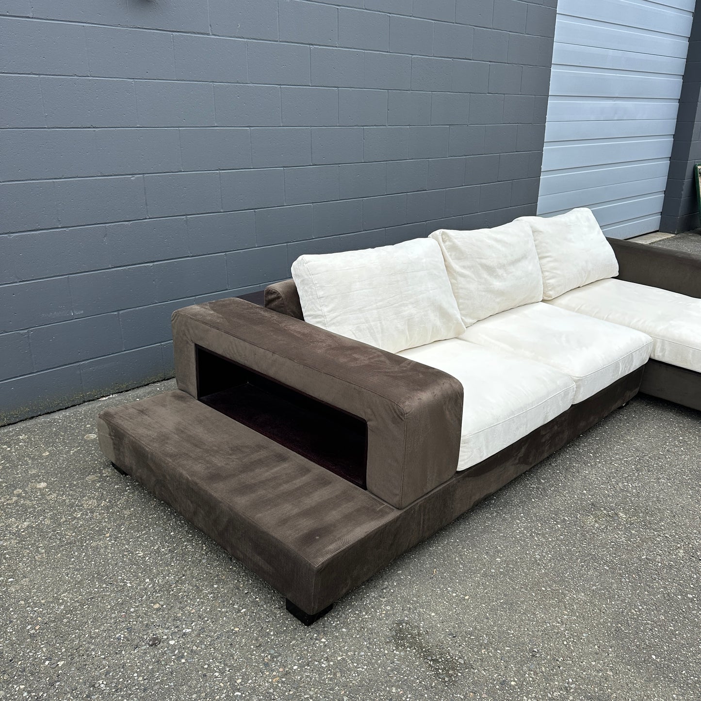 Alcantara Design Sectional with Back Shelf
