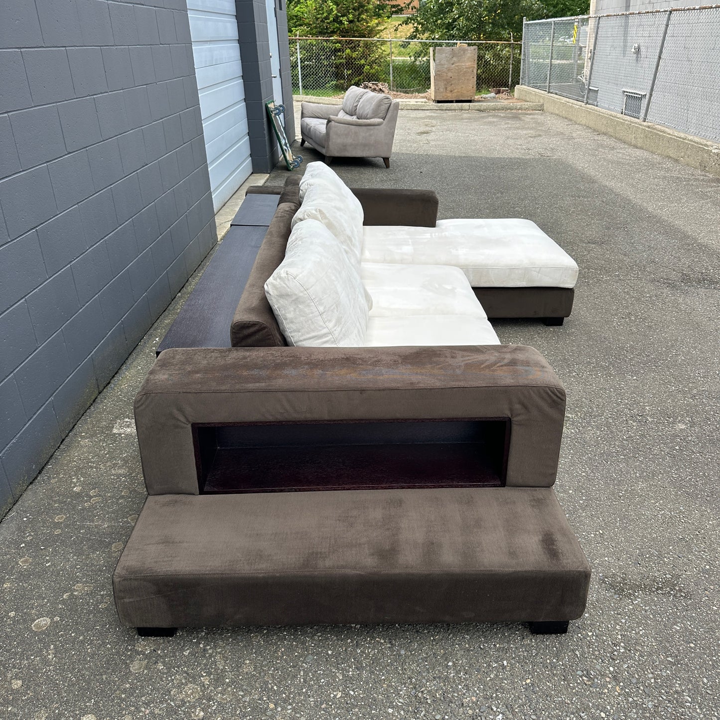 Alcantara Design Sectional with Back Shelf