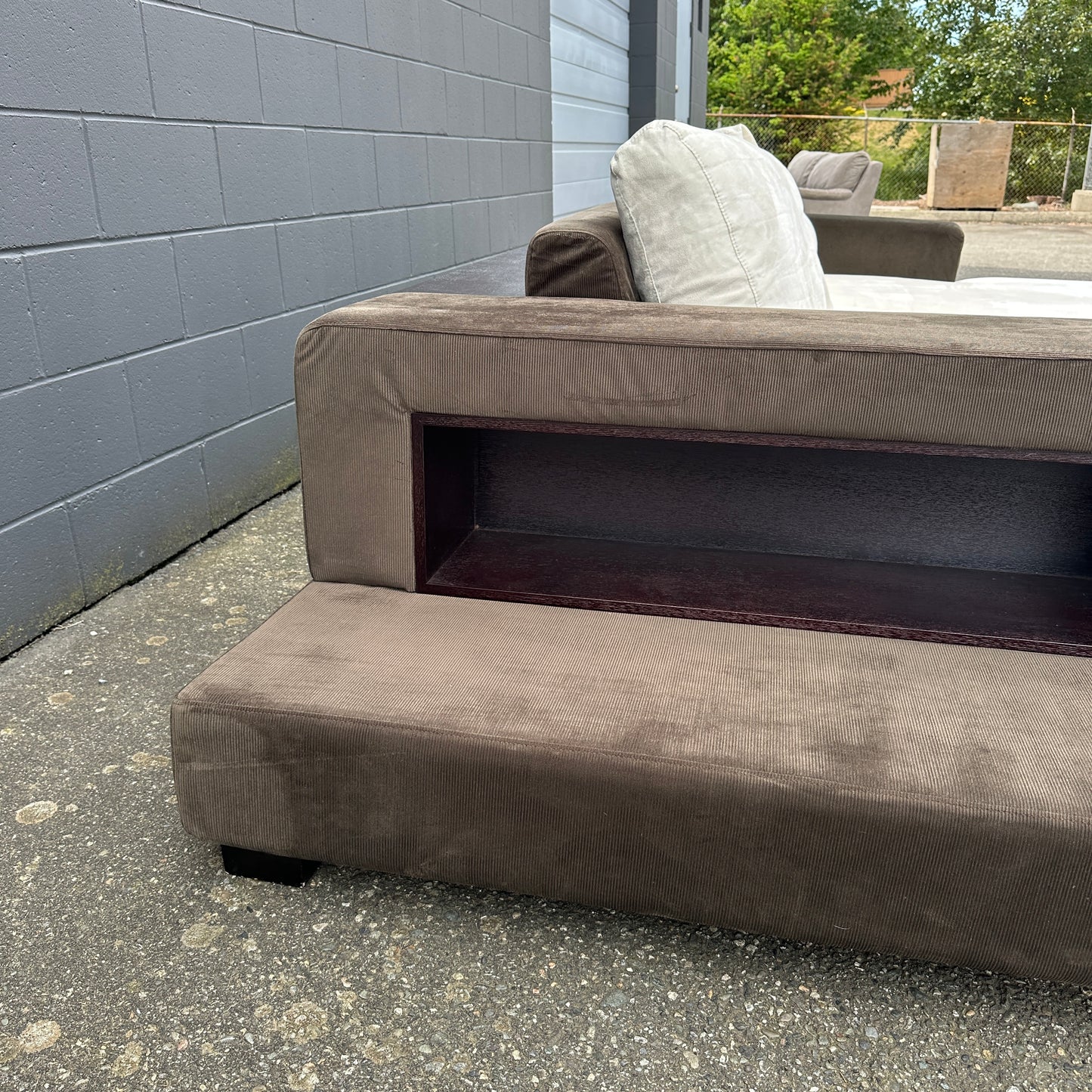 Alcantara Design Sectional with Back Shelf