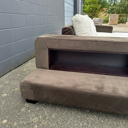 Alcantara Design Sectional with Back Shelf