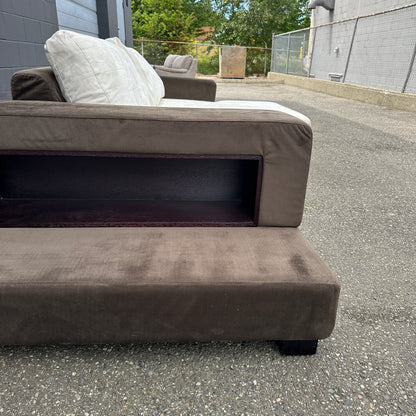 Alcantara Design Sectional with Back Shelf