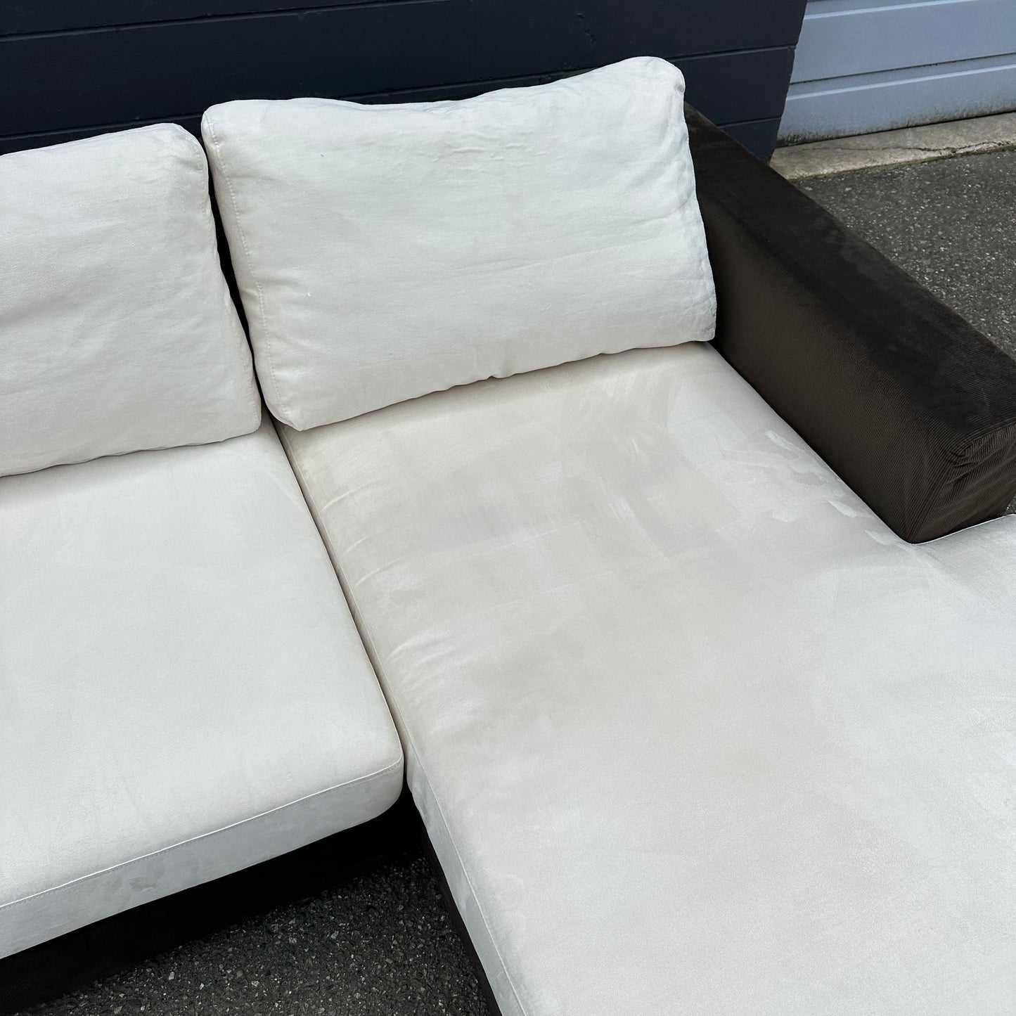 Alcantara Design Sectional with Back Shelf