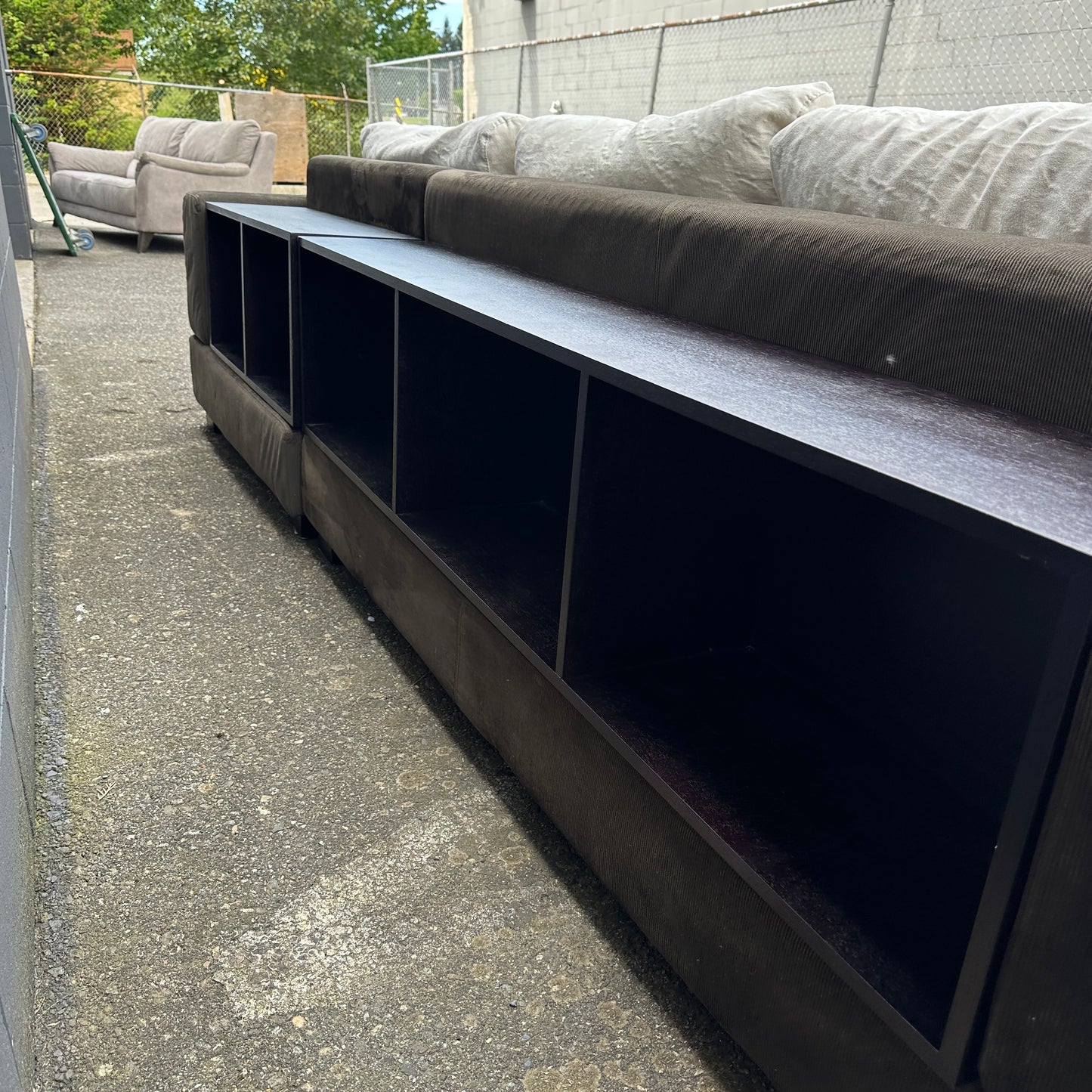 Alcantara Design Sectional with Back Shelf