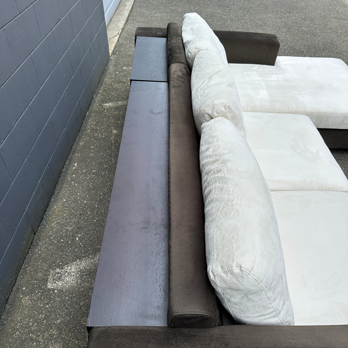 Alcantara Design Sectional with Back Shelf