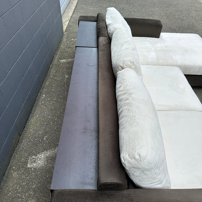 Alcantara Design Sectional with Back Shelf