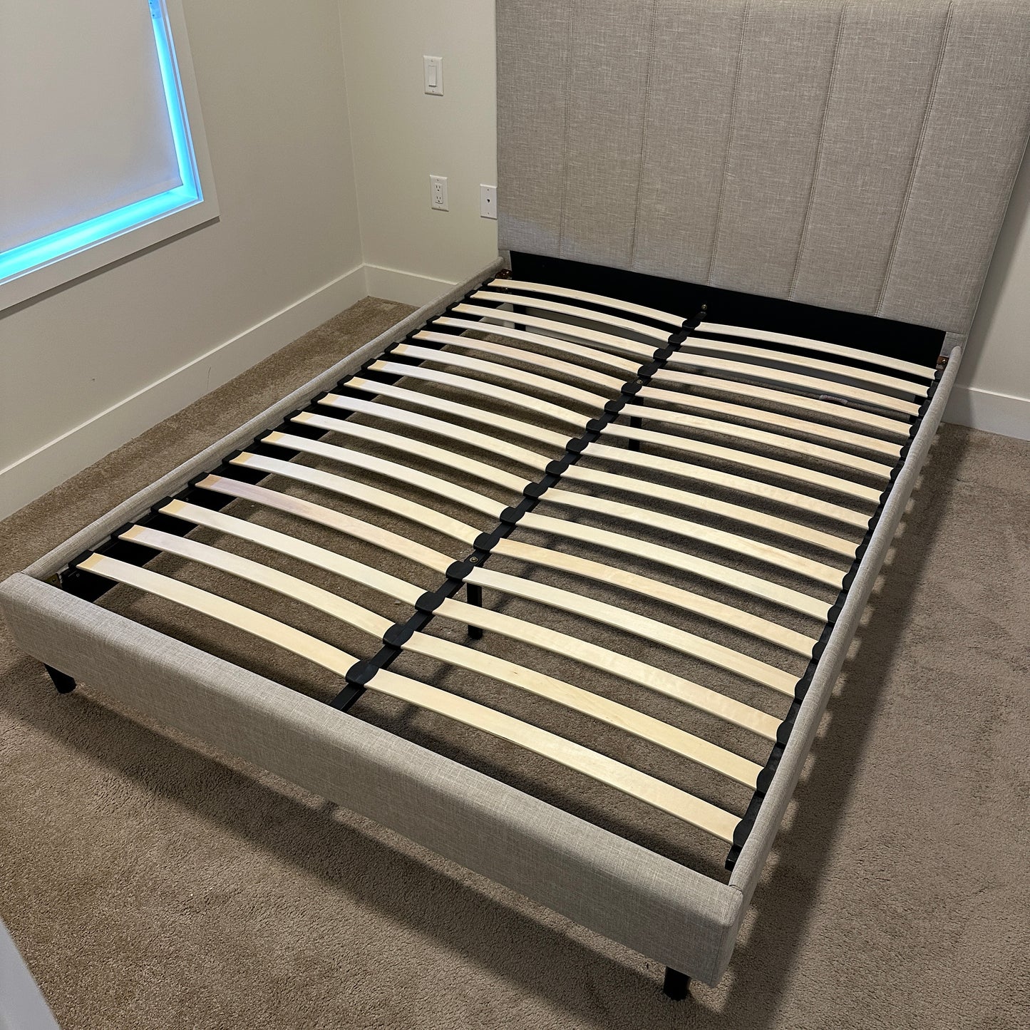 Upholstered Platform Bed - Queen Size