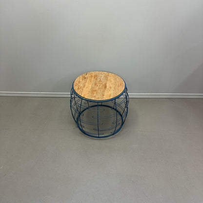 Barrel Iron and Wood Round Coffee Table