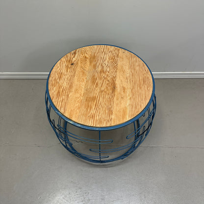 Barrel Iron and Wood Round Coffee Table