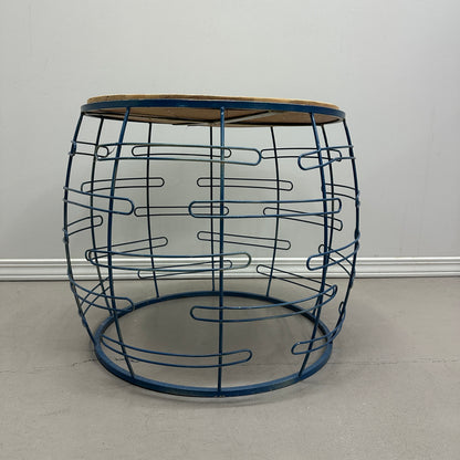 Barrel Iron and Wood Round Coffee Table