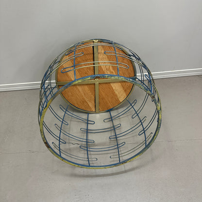 Barrel Iron and Wood Round Coffee Table