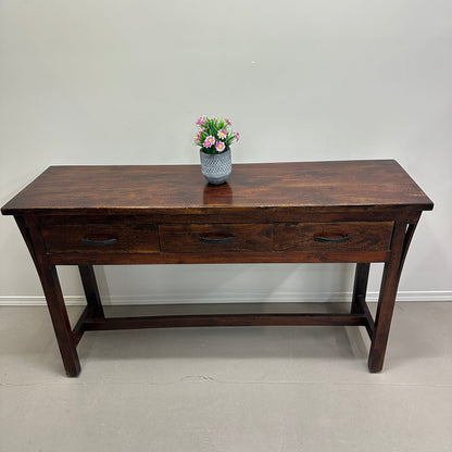 Solid Wood 3 Drawers Console Table