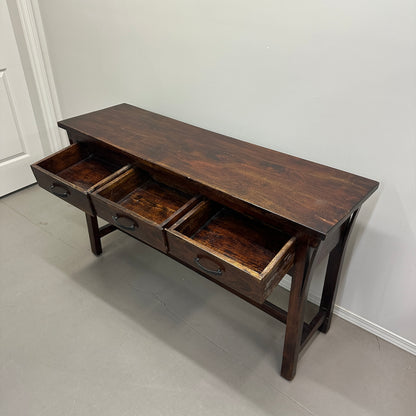 Solid Wood 3 Drawers Console Table
