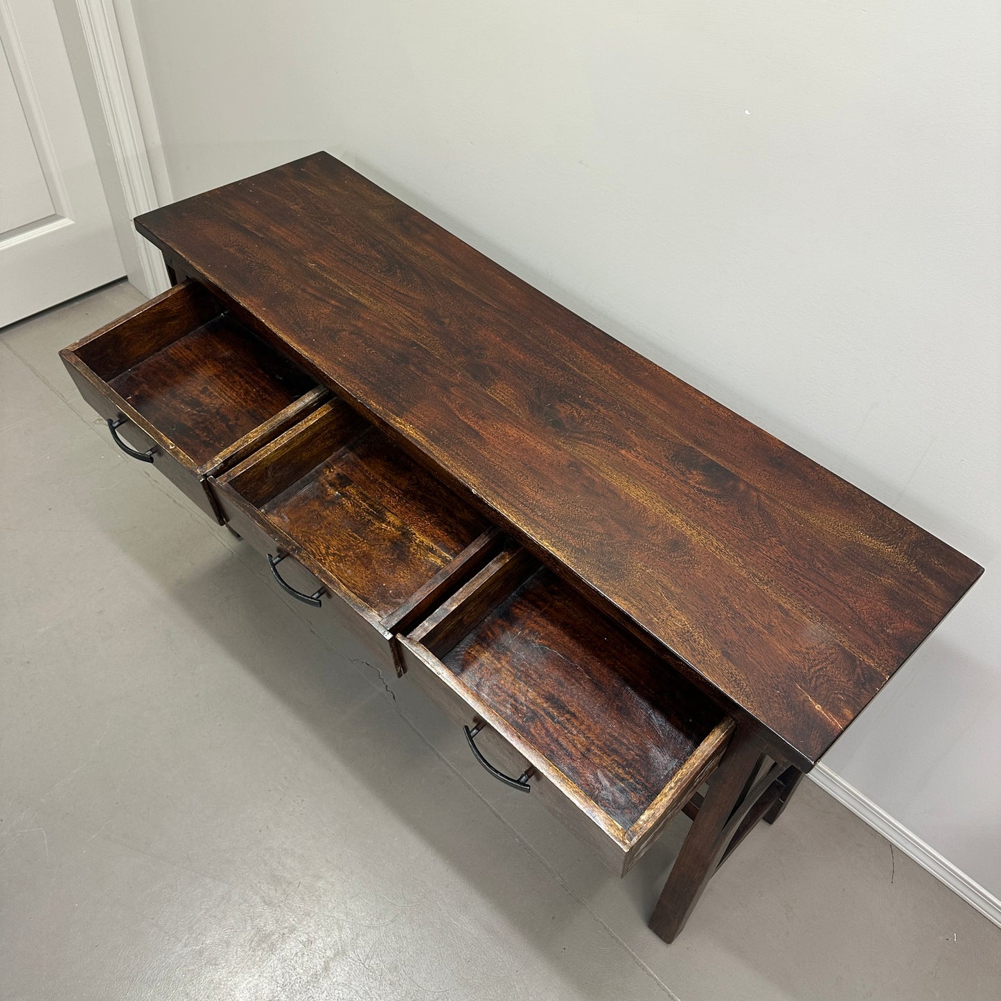 Solid Wood 3 Drawers Console Table