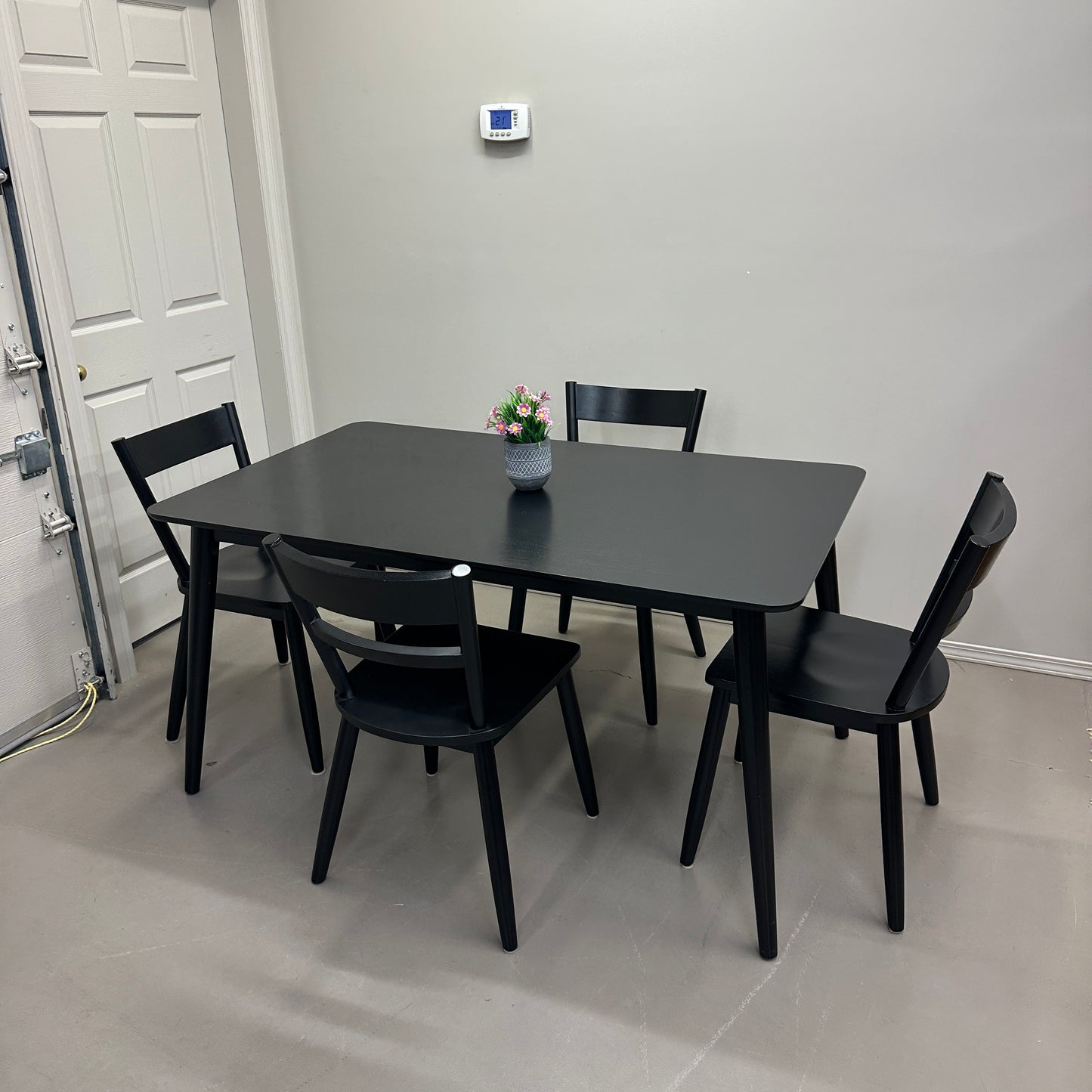 Black Solid Wood Dining Set