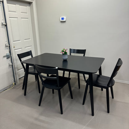 Black Solid Wood Dining Set