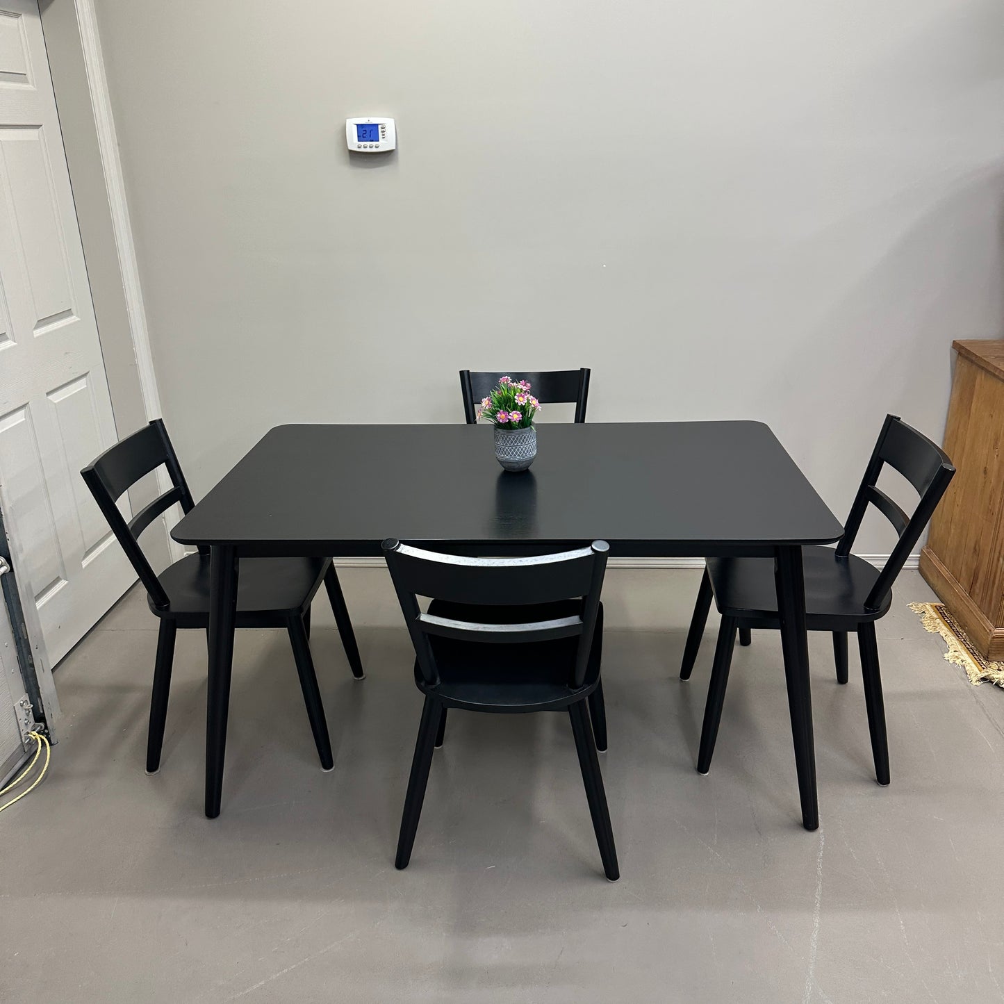 Black Solid Wood Dining Set