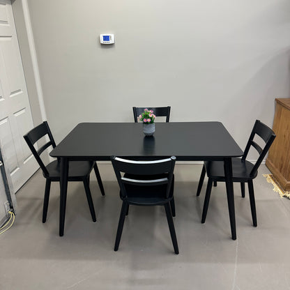 Black Solid Wood Dining Set