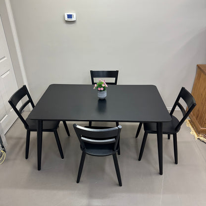 Black Solid Wood Dining Set