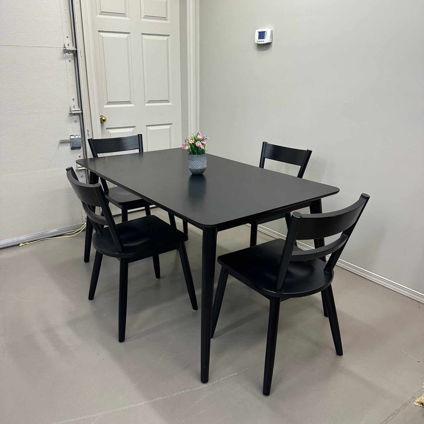 Black Solid Wood Dining Set