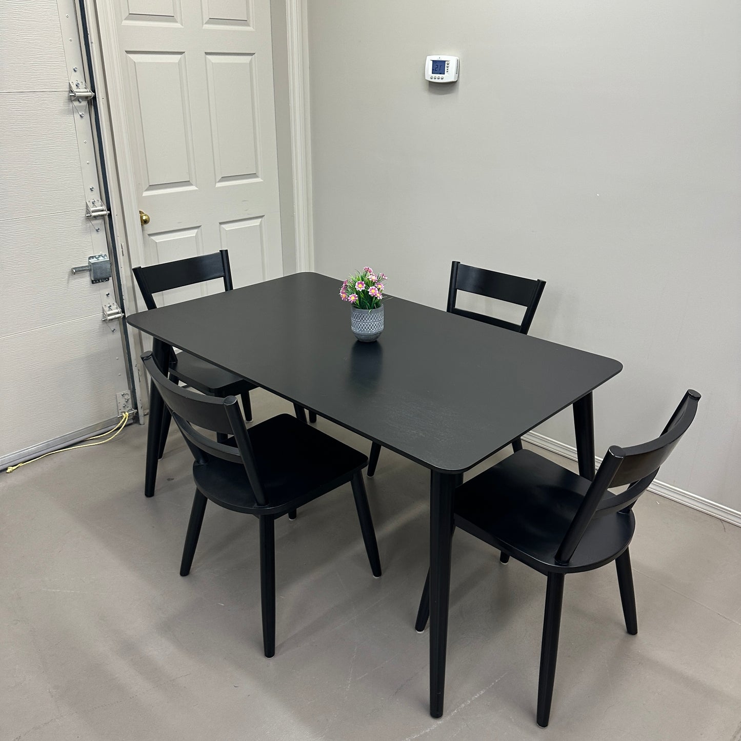 Black Solid Wood Dining Set