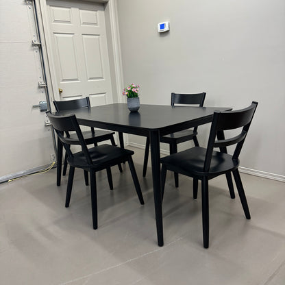 Black Solid Wood Dining Set