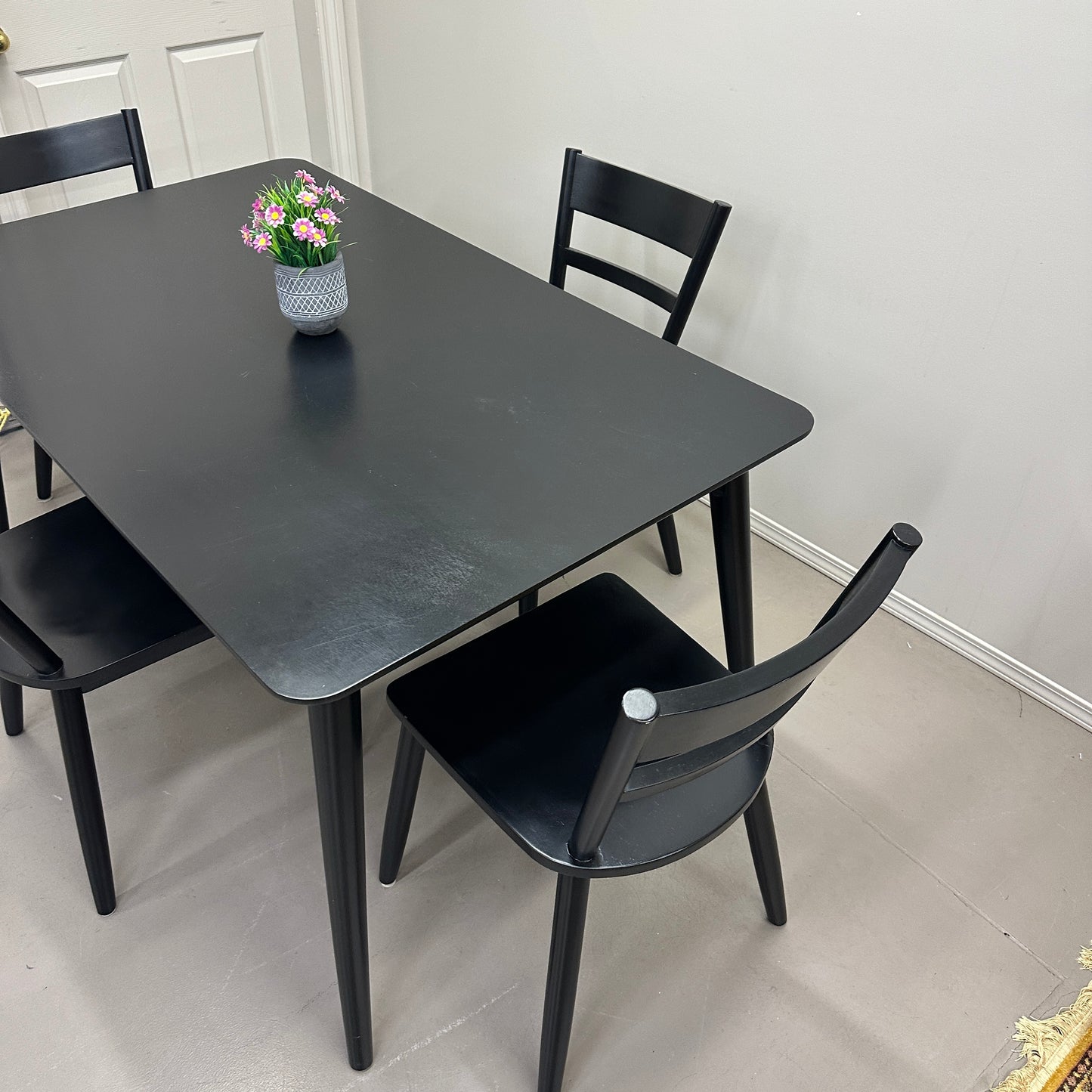 Black Solid Wood Dining Set