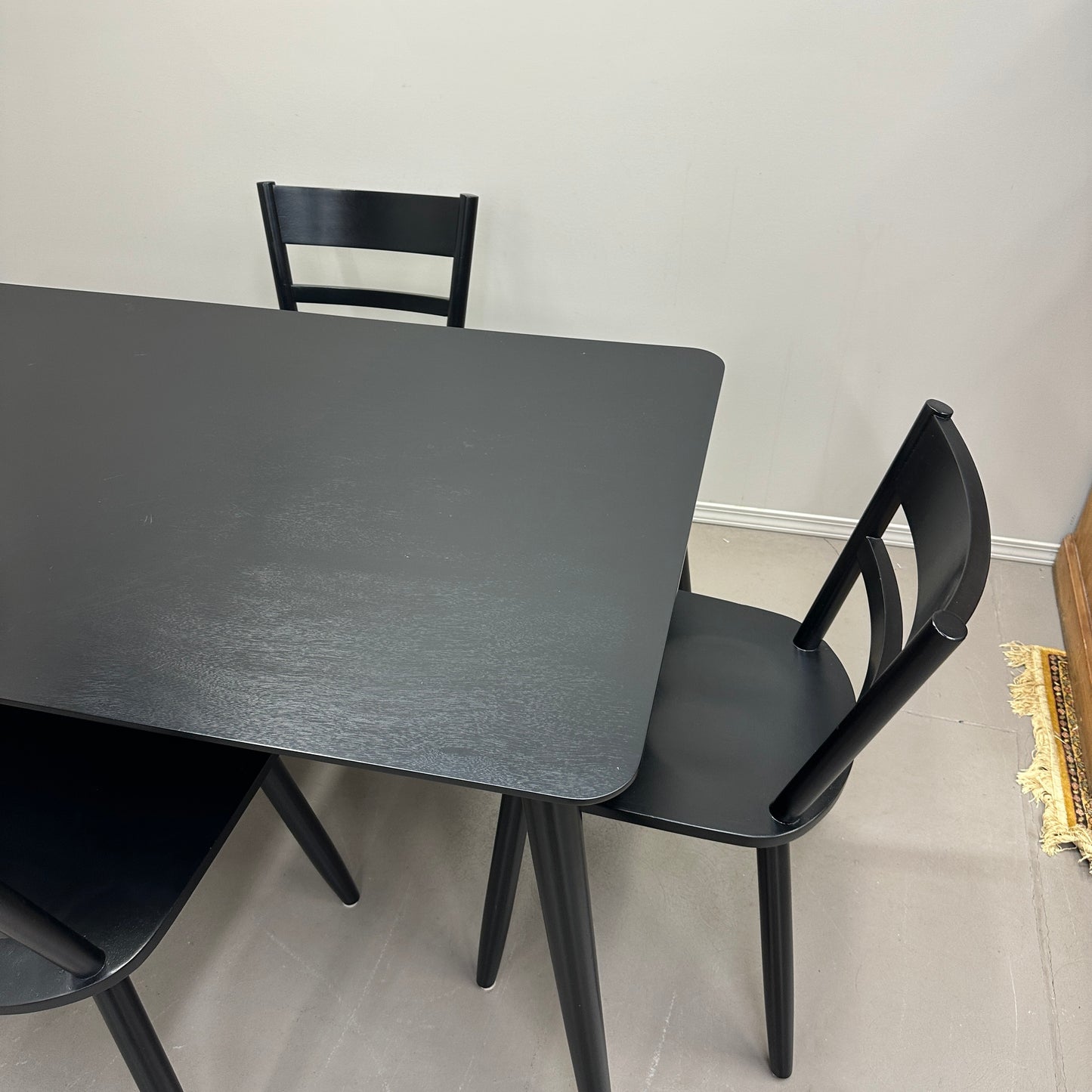 Black Solid Wood Dining Set
